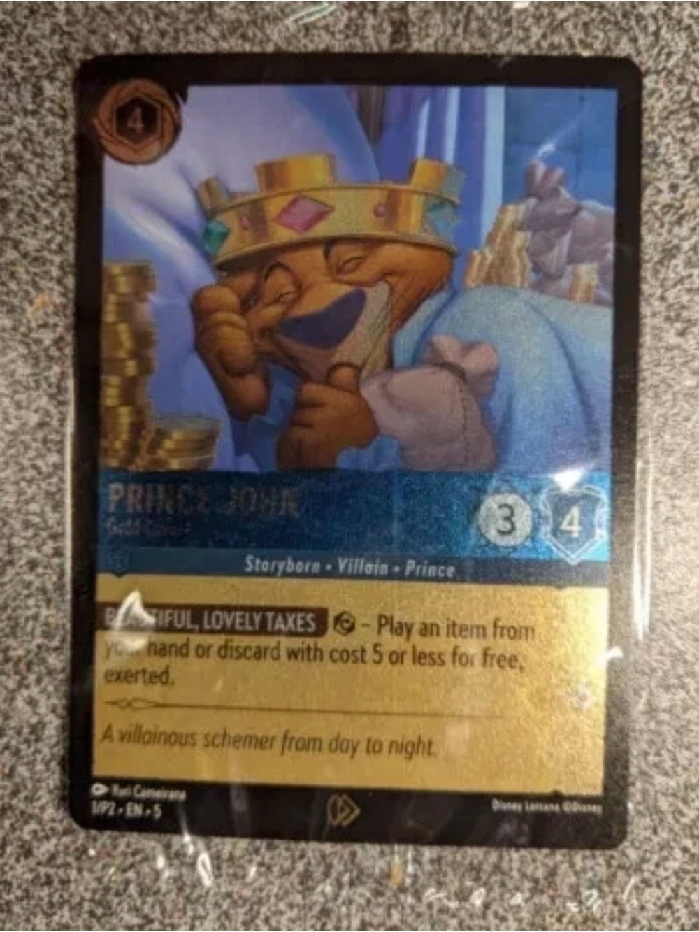Promo Cards Prince John Gold Lover 1/P2 - Villainous Disney Lorcana Sealed